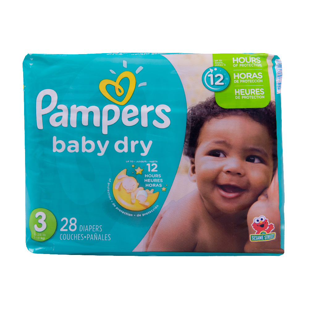 Baby Diaper Pampers® Baby-Dry Tab Closure Size 3 Disposable Heavy Absorbency