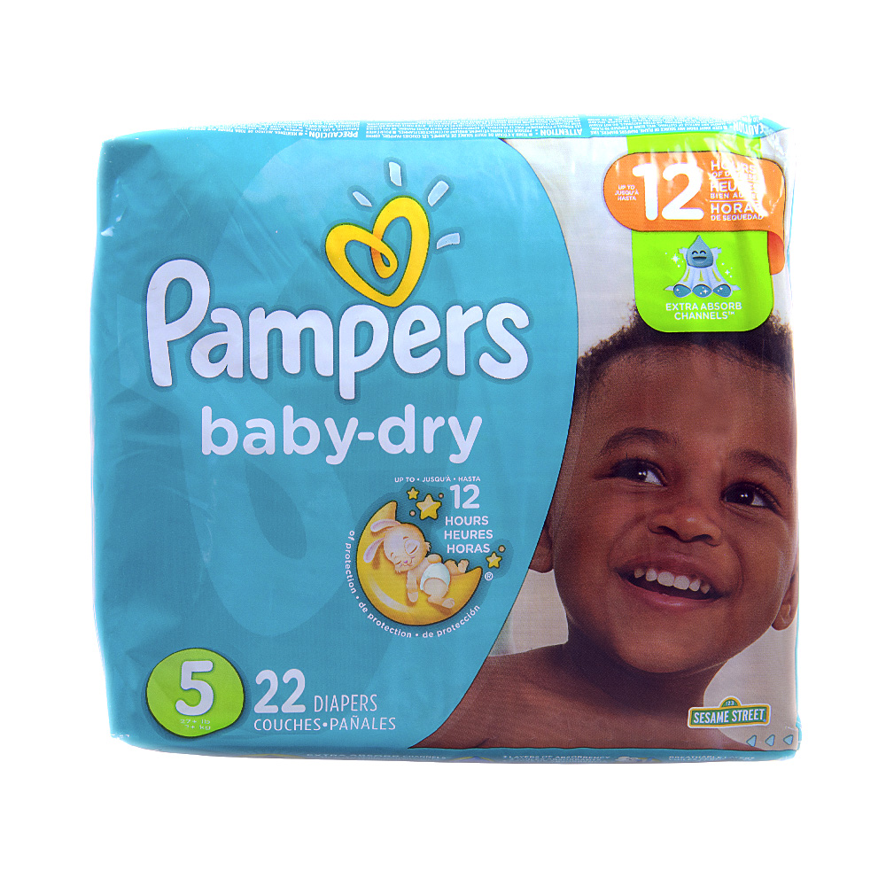 Baby Diaper Pampers® Baby-Dry Tab Closure Size 5 Disposable Heavy Absorbency